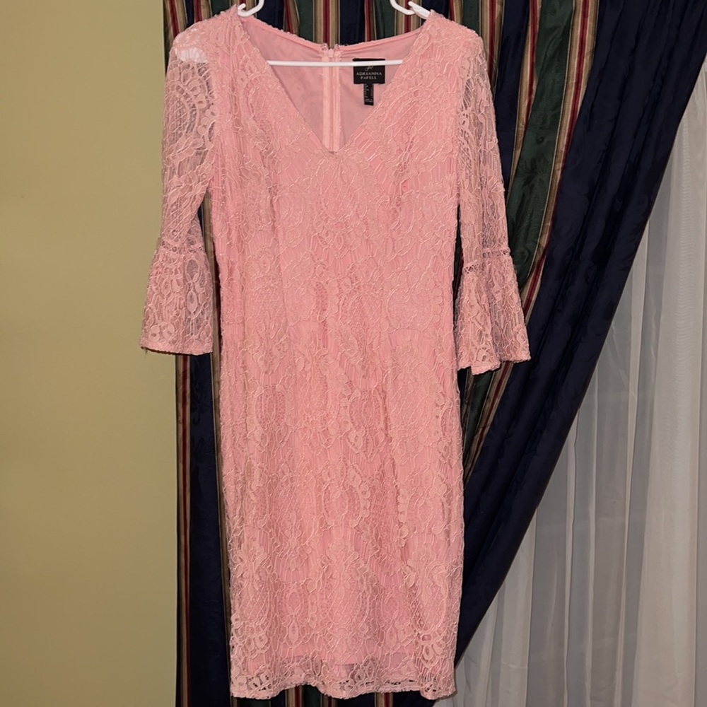 Adrianna Papell Pink Lace Dress (size women’s 8)